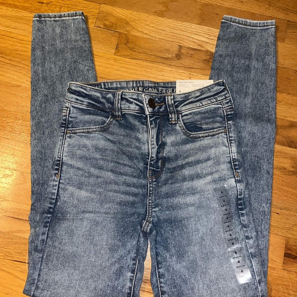 American Eagle Blue Ne(x)t Level Skinny Jeans in Indigo Acid
